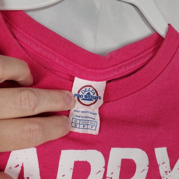 Duck Commander Pink White Delta T-shirt Happy Happy Happy Slogan Wms Sz S - Picture 4 of 6